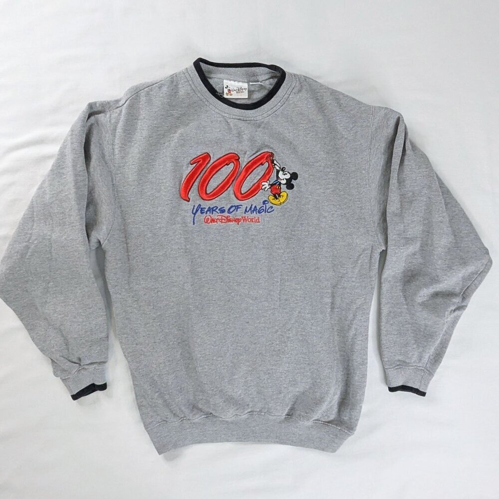 VTG 100 Years of Magic Walt Disney World Mickey Mouse Embroidered Sweatshirt
